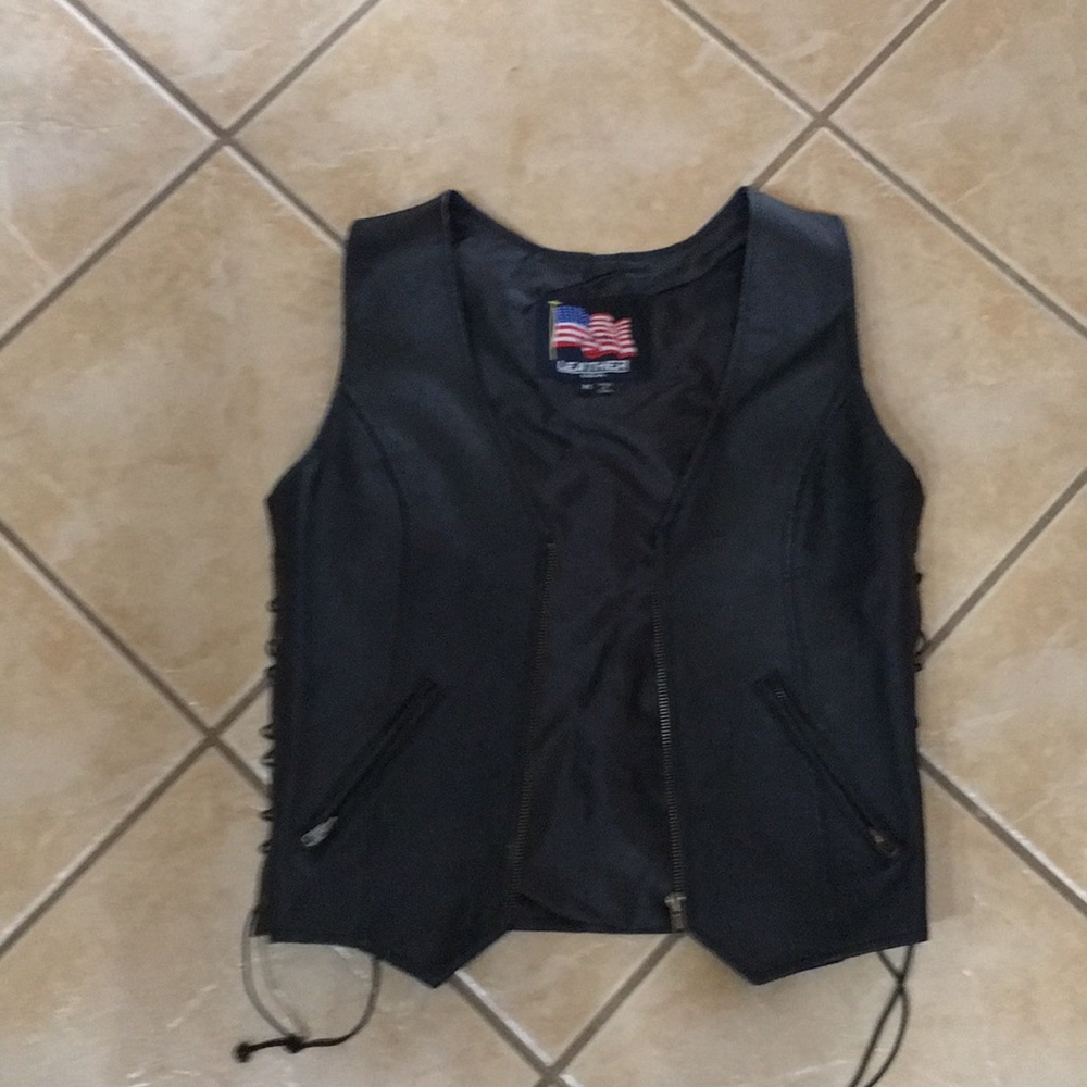 Black leather vest
